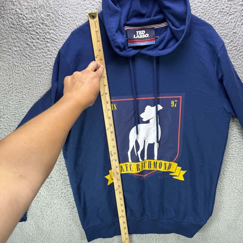 Ted Lasso AFC Richmond Hoodie Mens Large Blue Sweatshirt Greyhounds Lightweight. - Picture 7 of 11
